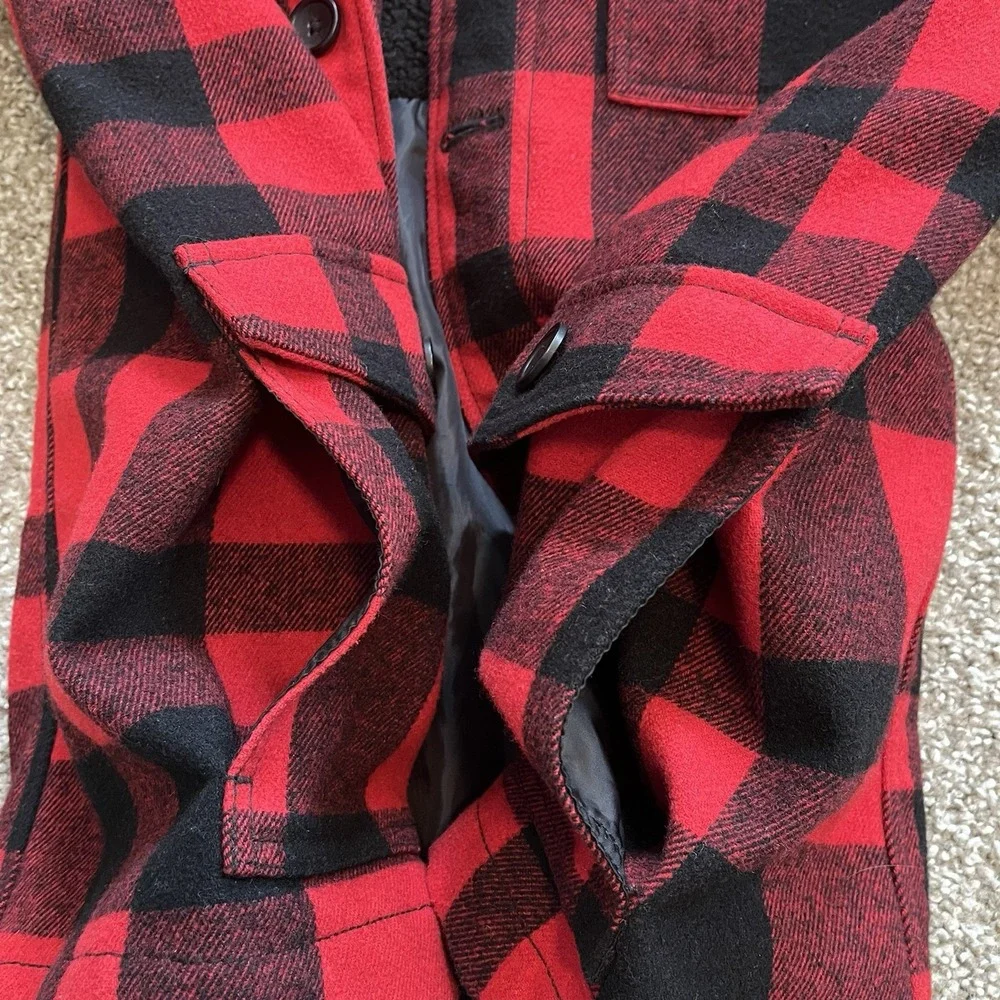Old Navy Men's M Buffalo Plaid  Jacket‎ Sherpa Lined Chore Utility Wool Blend